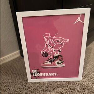 Jordan Pink and White Framed Art